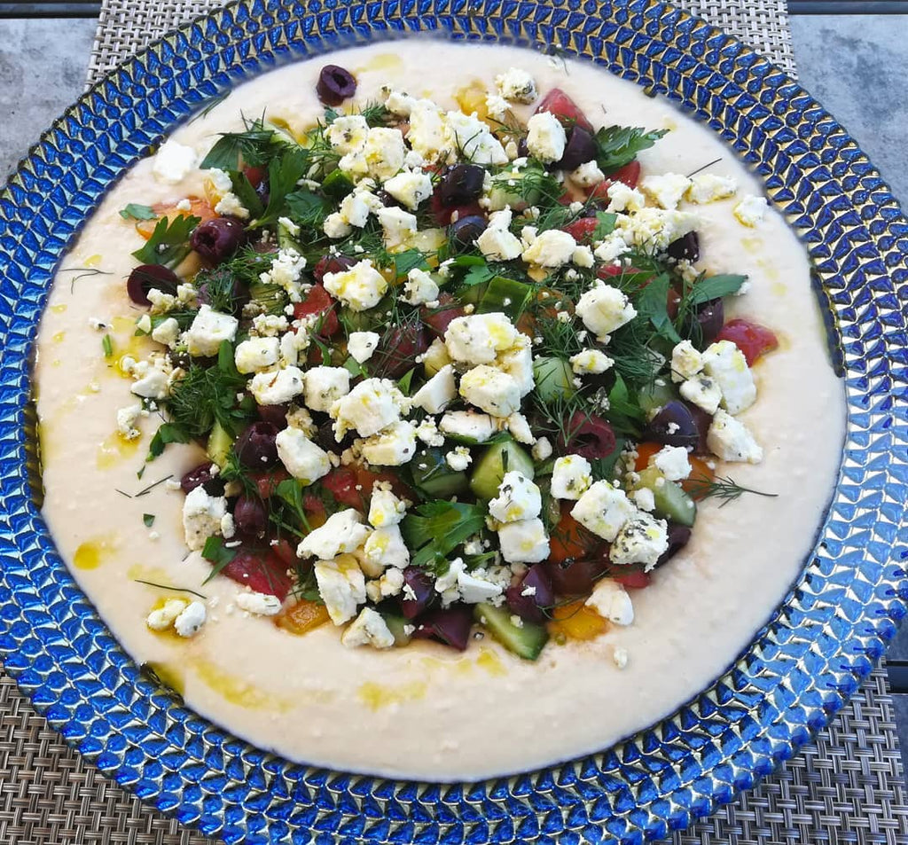 Lemon & Herbs De Provence White Bean Spread with Mediterranean Cherry Tomato & Cucumber Salad