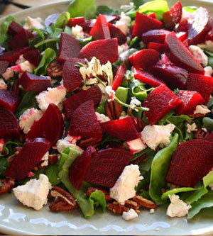 Roasted Beet Salad With Fresh Goat Cheese & Toasted Pecans