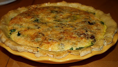 Bacon Cheddar Spinach Quiche with Extra Virgin Olive Oil Crust
